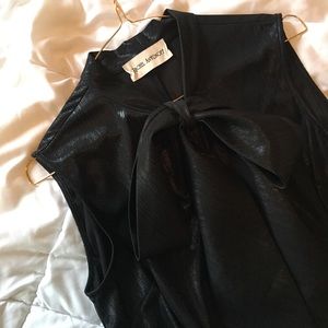 Rachel Antonoff Metallic Tie neck crop shell